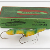 Vintage Lou J Eppinger Perch Scale Winged Dardevlet In Box