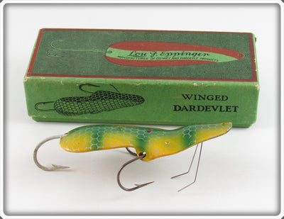 Vintage Lou J Eppinger Perch Scale Winged Dardevlet In Box
