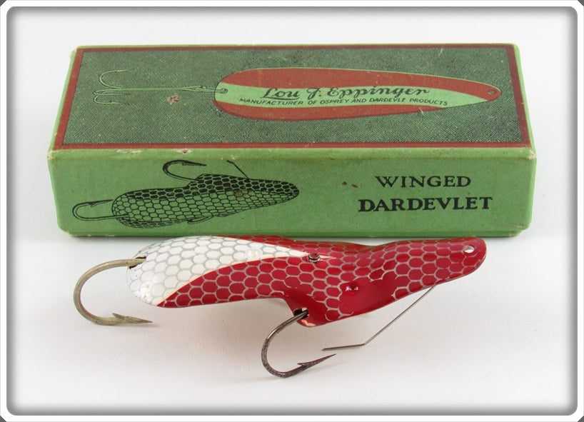 Lou J Eppinger Copper Red & White Chunk Scale Finish Winged Dardevlet