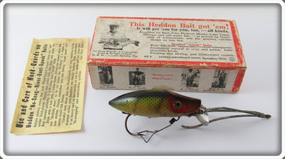 Vintage Heddon Perch No Snag River Runt Lure In Correct Box 9119L