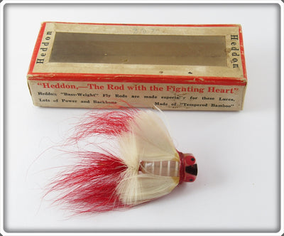 Heddon WR White Shore Red Hackle Fly Rod Bass Bug Spook In Correct Box 975 WR