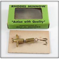 Vintage Roy O Rhodes Brass Rhodes Minnow In Box