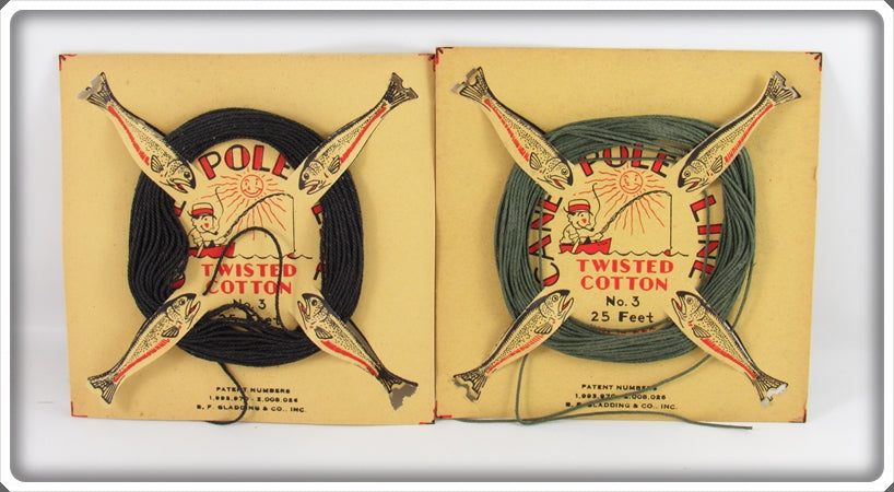 Vintage B.F. Gladding & Co Cane Pole Line Pair On Cards