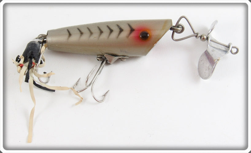 Vintage Fred Arbogast Grey With Black Ribs Sputterbug Lure