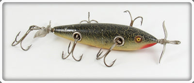 Vintage Heddon Green Crackleback 150 Dowagiac Minnow Lure