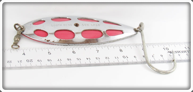 South Bend Chrome & Red 5" Musky Sun Spot Spoon Lure 