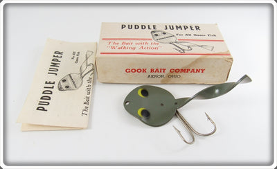 Vintage Puddle Jumper Grey Green Tadpole Lure In Box 
