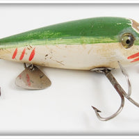 Vintage James L Donaly Green & White Redfin Minnow Lure 