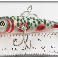 Pflueger Green Cracked Back Argyle Three Hook Minnow