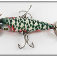 Pflueger Green Cracked Back Argyle Three Hook Minnow