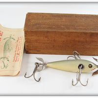 Heddon White Slate Back 170 Heavy Casting Minnow Lure In Wood Box 177