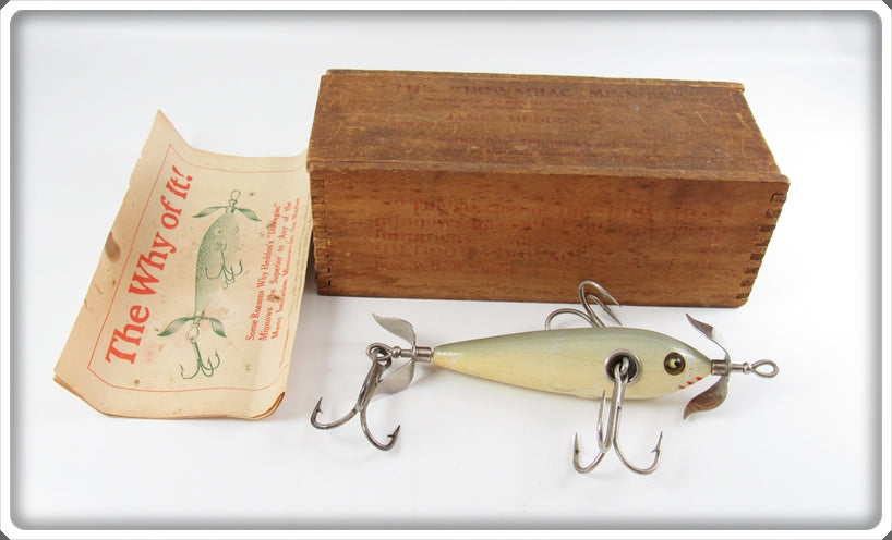 Heddon White Slate Back 170 Heavy Casting Minnow Lure In Wood Box 177