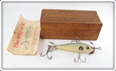 Heddon White Slate Back 170 Heavy Casting Minnow Lure In Wood Box 177