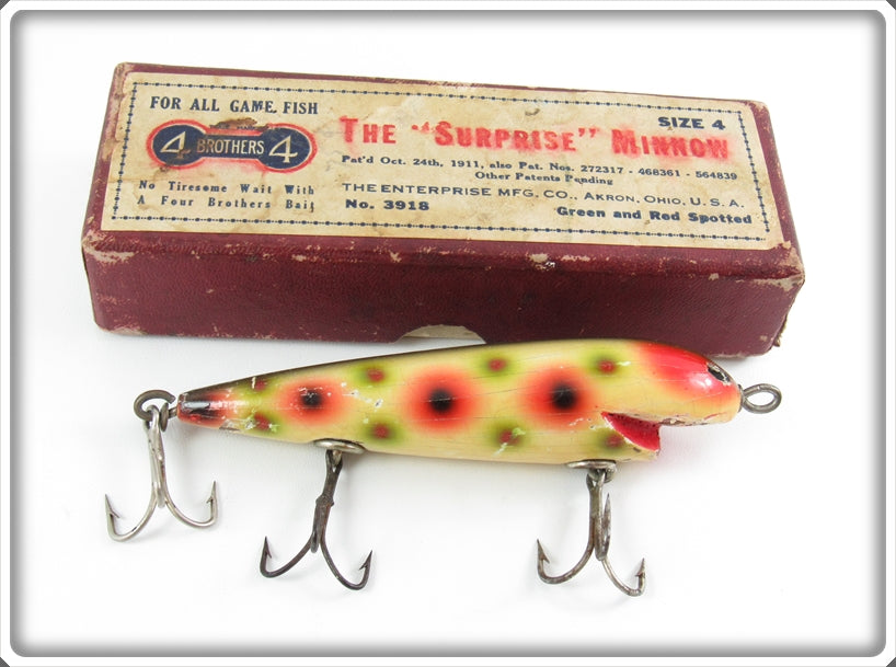 Pflueger Four Brothers Green And Red Spotted Surprise Minnow Lure 3969
