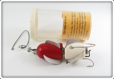 Vintage Han-Sel Red & White Wind Up Plug In Tube