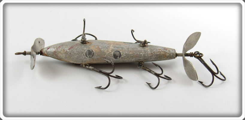 Vintage PFLUEGER WIZARD Wood Fishing Lure Tackle Bait Natural Perch Finish  1930's Outdoors Fisherman Rustic Cabin4700 Series Pressed Eyes 