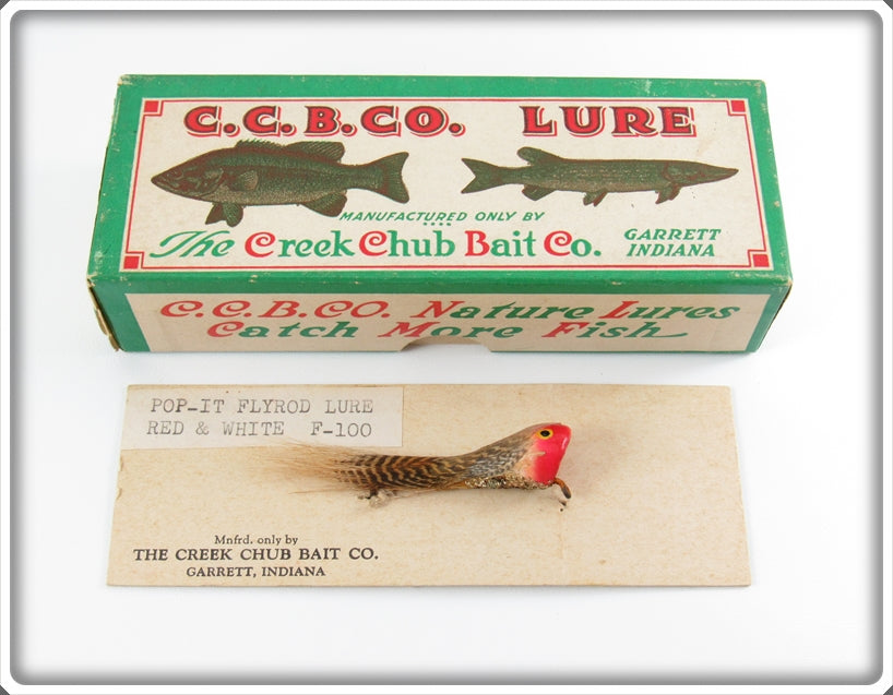 Creek Chub Red & White Chub Fly Rod Pop It Lure In Box F-100