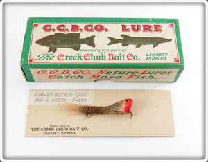 Creek Chub Red & White Chub Fly Rod Pop It Lure In Box F-100