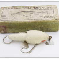 James L Donaly White Red Gills Redfin Weedless Bait In Picture Box