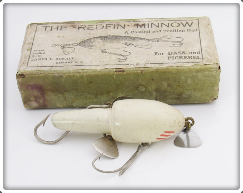 James L Donaly White Red Gills Redfin Weedless Bait In Picture Box