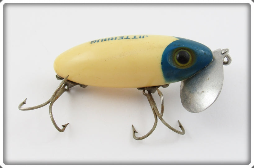 Vintage Fred Arbogast White With Blue Head Jitterbug Lure For Sale