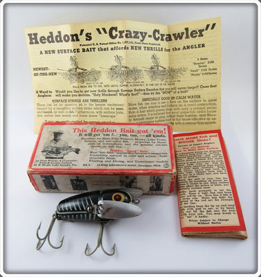 Heddon Black Shore Crazy Crawler In Correct Box 2120XBW