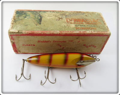 Vintage Heddon Yellow Bar Perch Wiggler Lure In Tall Box 1609A