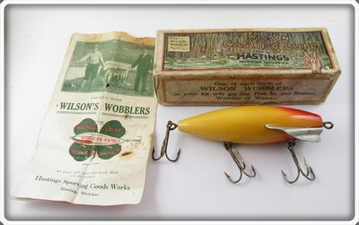 Vintage Hastings Wilson Winged Wobbler In Cattail Box
