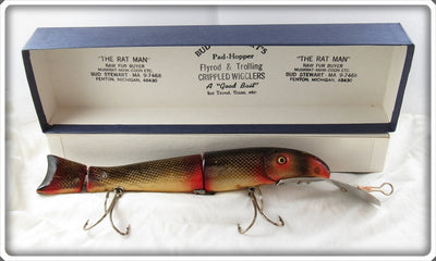 Vintage Bud Stewart Wood Tail Sucker Lure In Box
