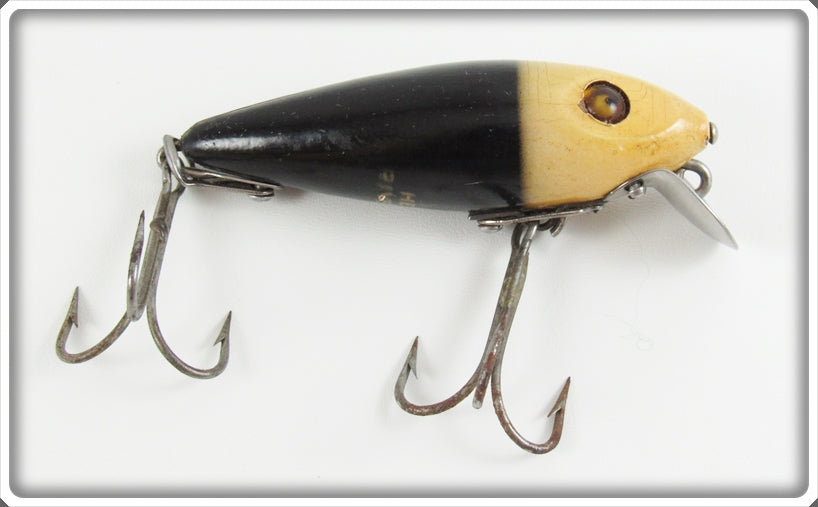 Vintage Heddon Black White Head 110 River Runt Lure 119GWH