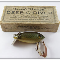 Vintage Heddon Green Scale Deep O Diver Lure In Intro Box