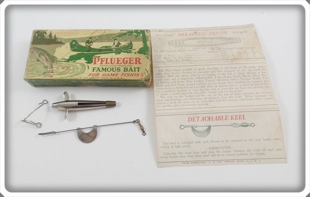 Vintage Pflueger Nickel Devon Minnow Lure In Correct Box 