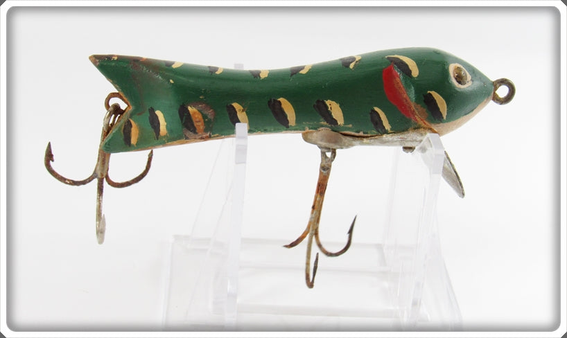 Vintage Folk Art Green Spotted Minnow Lure