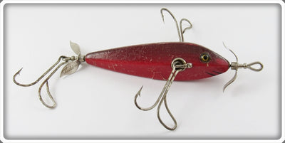 Vintage Antique Heddon Dowagiac Blended Red Dummy Double Lure 1504