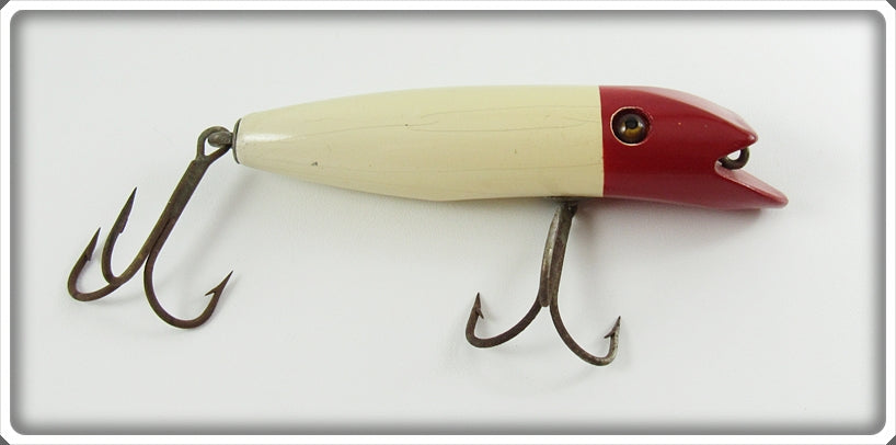 Vintage Shur Strike Red & White Concave Belly Darter Lure For Sale
