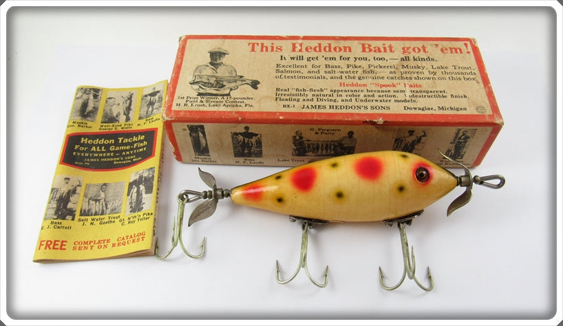 Vintage Heddon Strawberry Spotted 300 S Surface Minnow Lure In Box