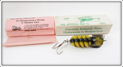 Zink Artificial Bait Co Yellow Screwtail In Correct Box