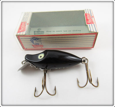 Heddon Solid Black Midget River Runt In Correct Box 9010 B