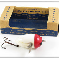 Vintage W.J. Jamison Red Head White Beetle Plop Lure