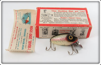 Vintage Heddon Shiner Scale Wood Midgit Digit In Box B110P