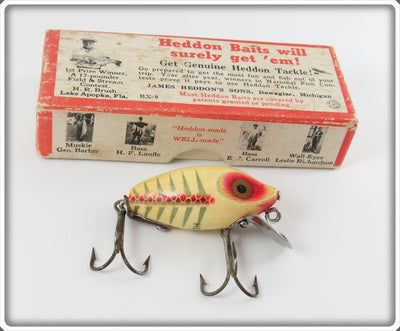 Vintage Heddon White Shore Wood Midgit Digit In Box B112XS