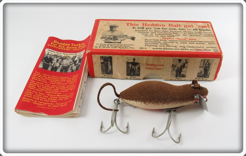 Vintage Heddon Brown Meadow Mouse Lure In Box F400BM For Sale