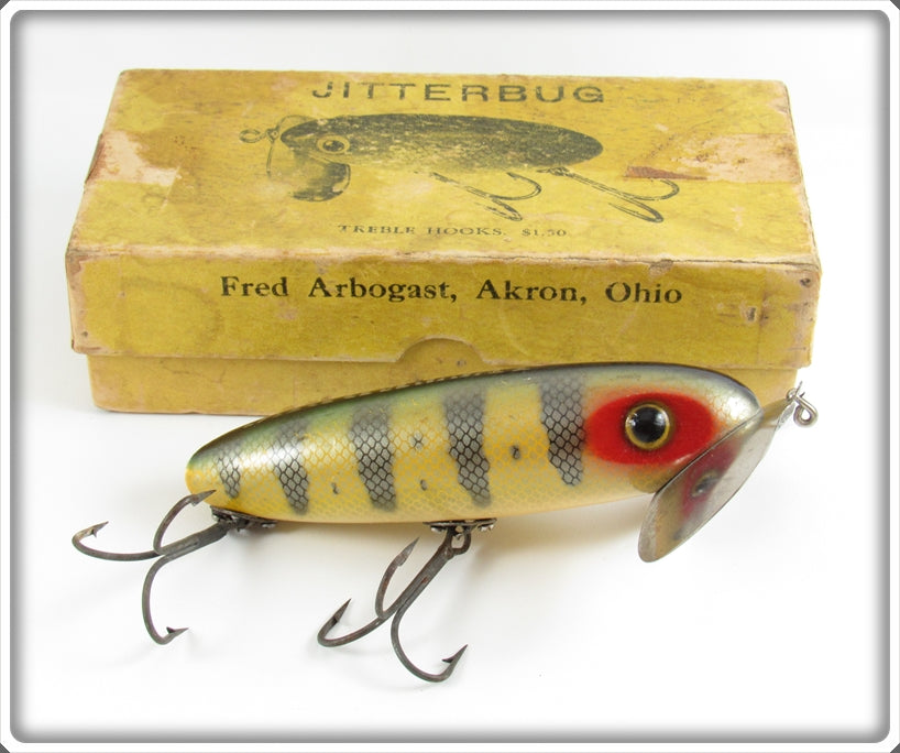 antique jitterbug fishing lures Vintage Fred Arbogast Perch Musky Jitterbug Lure In Box For Sale