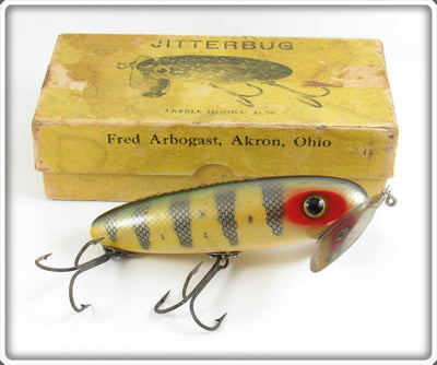 Vintage Fred Arbogast Perch Musky Jitterbug Lure In Box 