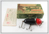 Vintage Pflueger Black Body Red Head Globe Lure In Box 3741
