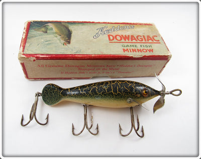 Heddon Very Nice Green Crackleback Spin Diver In Box 3000