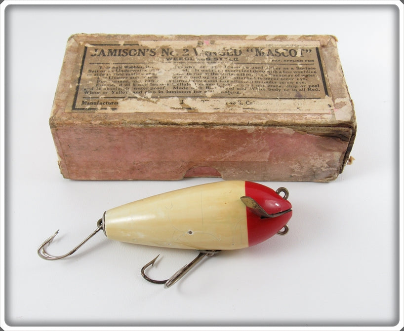 Vintage Jamison Red & White No. 2 Winged Mascot Lure In Box 