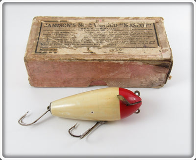 Vintage Jamison Red & White No. 2 Winged Mascot Lure In Box 