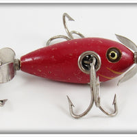 Vintage Shakespeare Solid Red Submerged Wooden Minnow Lure 03