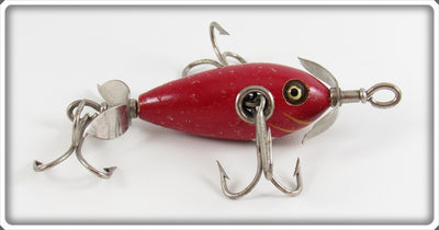 Vintage Shakespeare Solid Red Submerged Wooden Minnow Lure 03